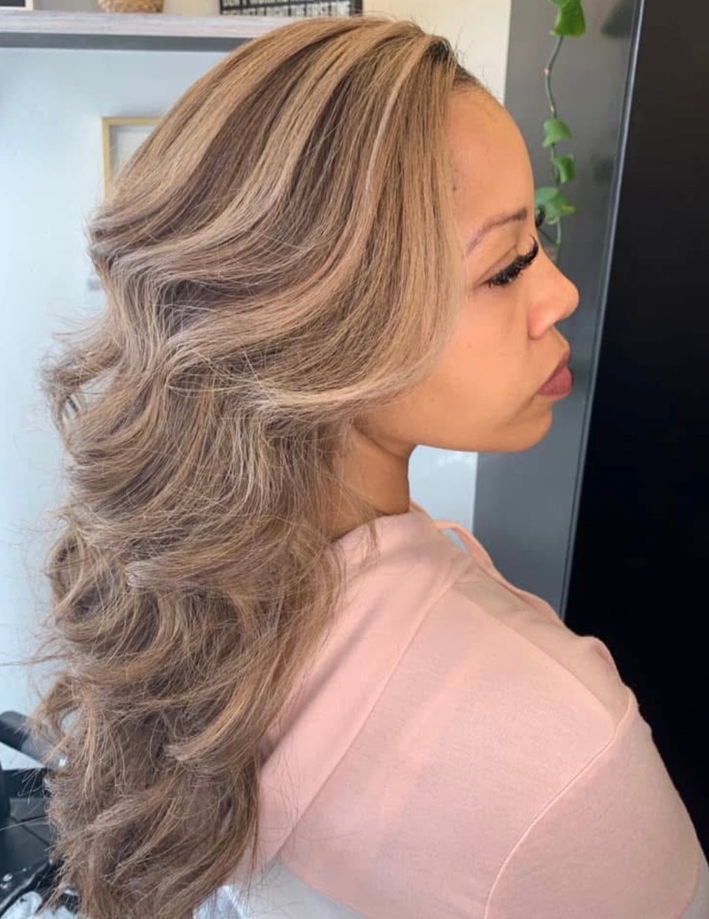 Dimensional blonde waves by Stacie Ramirez